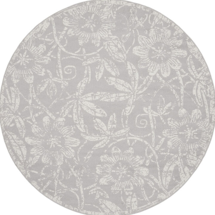 Floral Distressed Round Rug