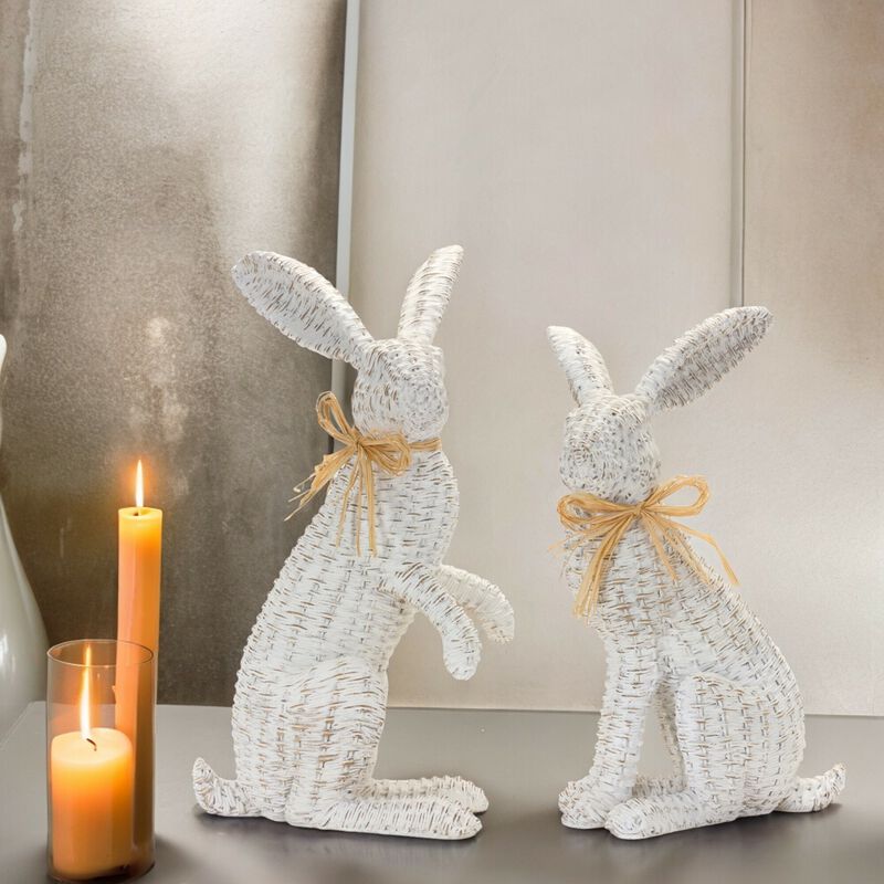 Set of 2 Resin Rabbits &ndash; Cute Garden Figurines for Outdoor Spaces and Yard Decor