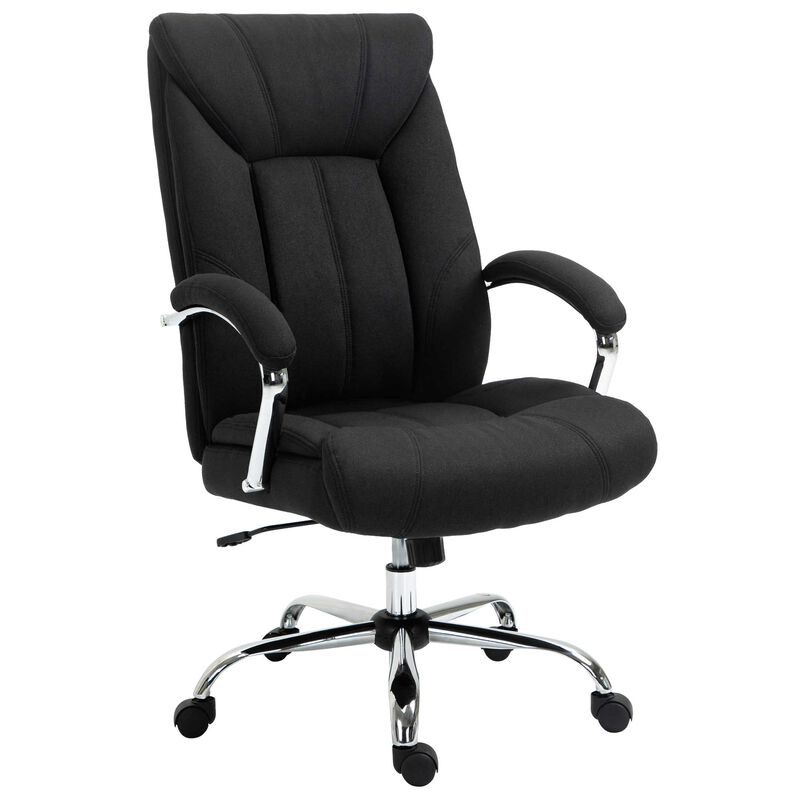 Black Ergonomic Seating: High Back Linen Fabric Adjustable Task Chair
