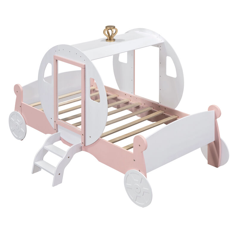 Merax Twin size Princess Carriage Bed with Crown