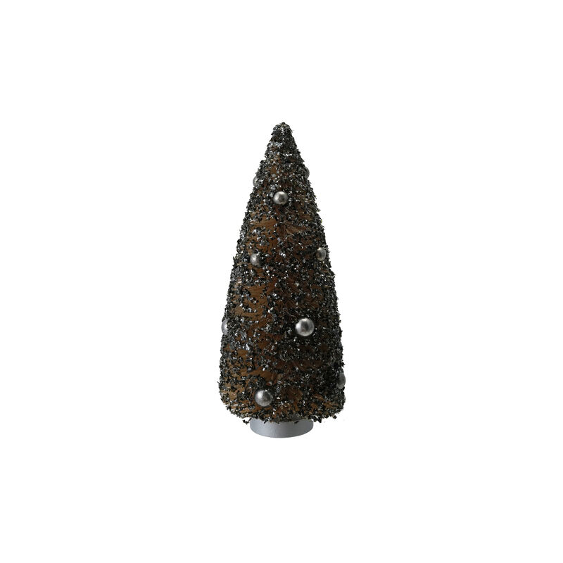 Sisal Bottle Brush Tree with Antique Finish Glitter and Ornaments, Silver image number 0