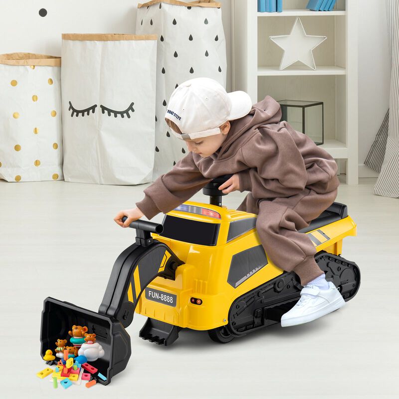 3-in-1 6V Kids Ride-On Excavator Tractor with Adjustable Arms and Music image number 3