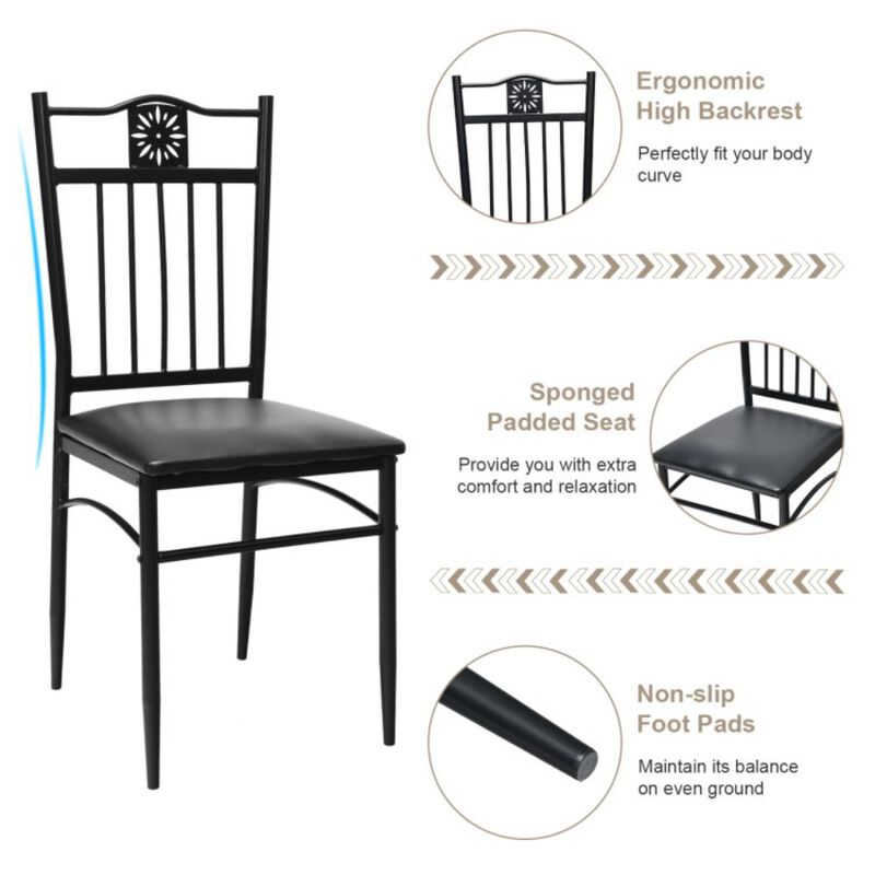 Hivvago 5 Pieces Dining Set Wood Metal Table and 4 Chairs with Cushions