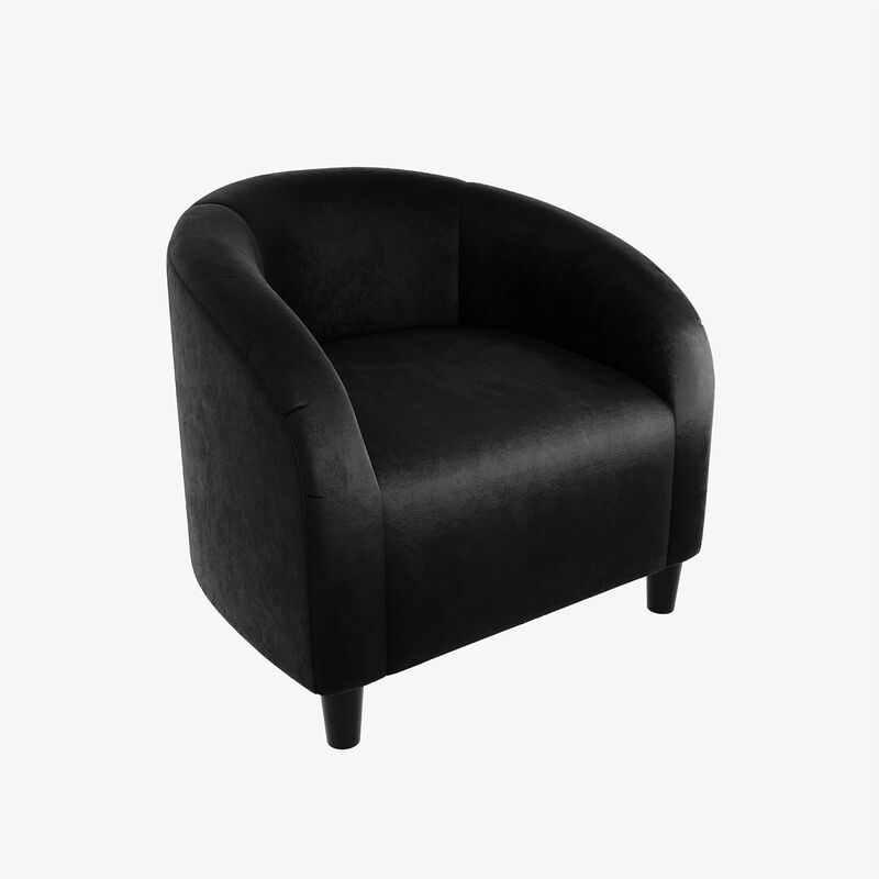 Modern Barrel Accent Chair, Soft Padded Round Armchair in Suede & Boucle Fabric, Ideal for Living Room, Bedroom and Lounge image number 0