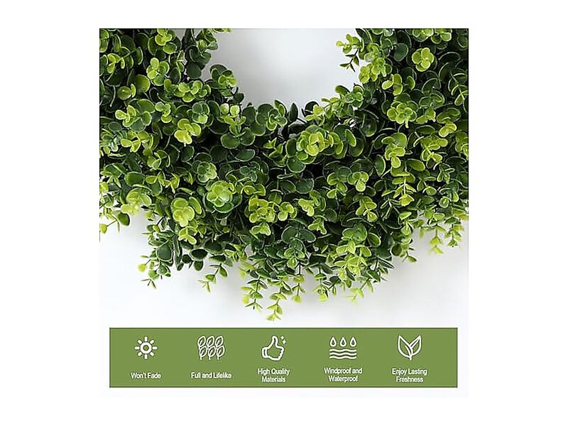 26 Boxwood Wreath Front Door Artificial Leaves Spring Summer Indoor Outdoor Wall image number 1
