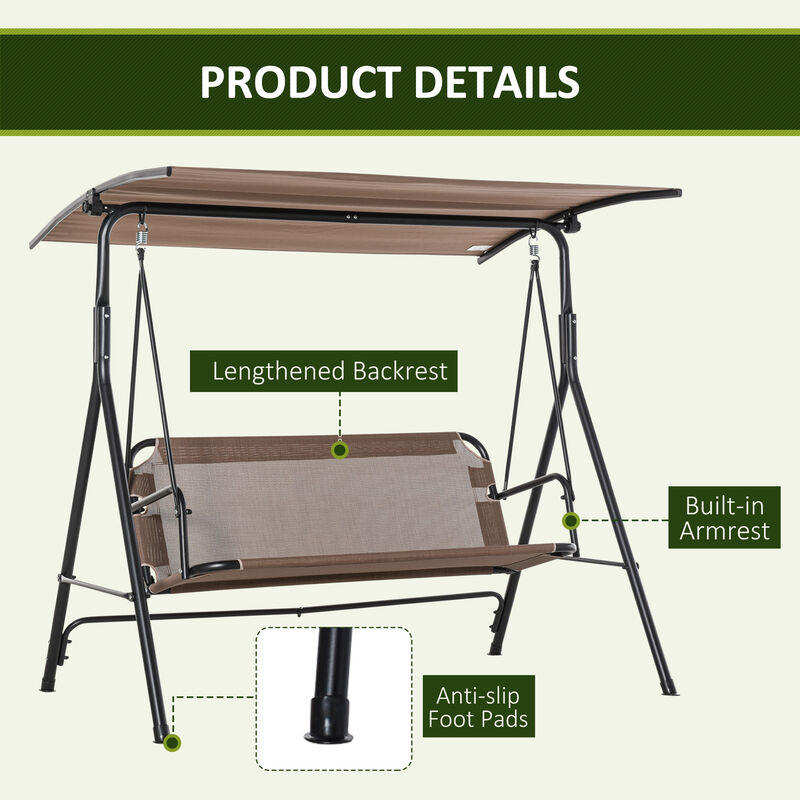 Hivvago 2-Seat Patio Swing with Adjustable Canopy image number 6