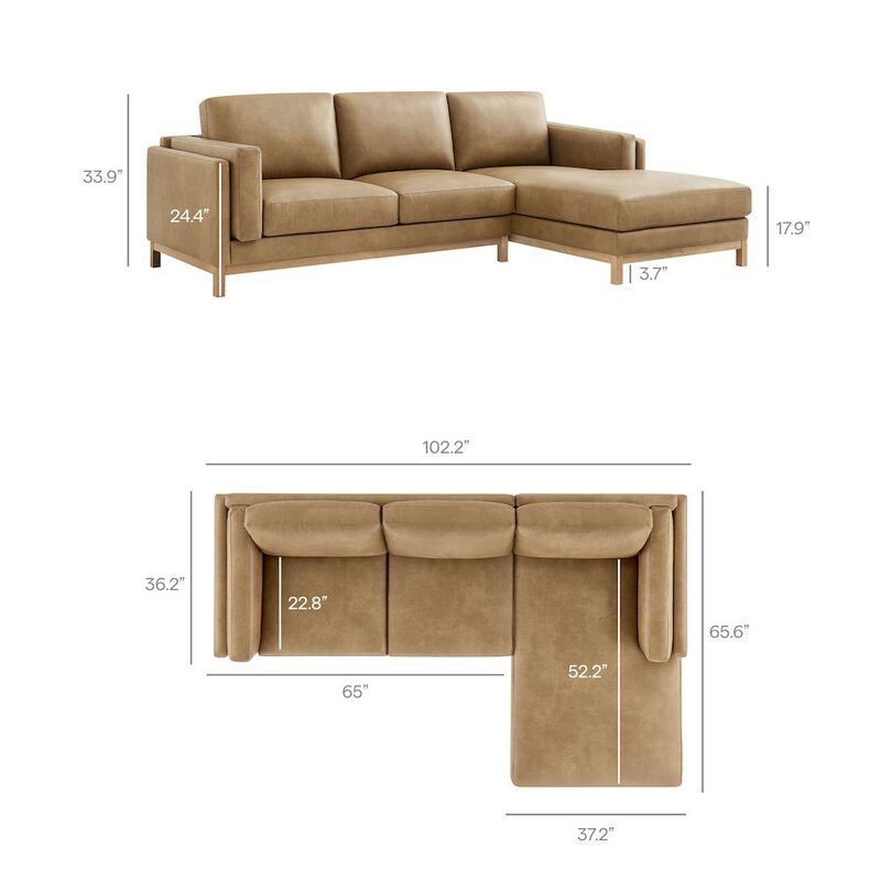 Roscoe Right-Facing Vegan Leather Sectional Sofa with Chaise image number 2
