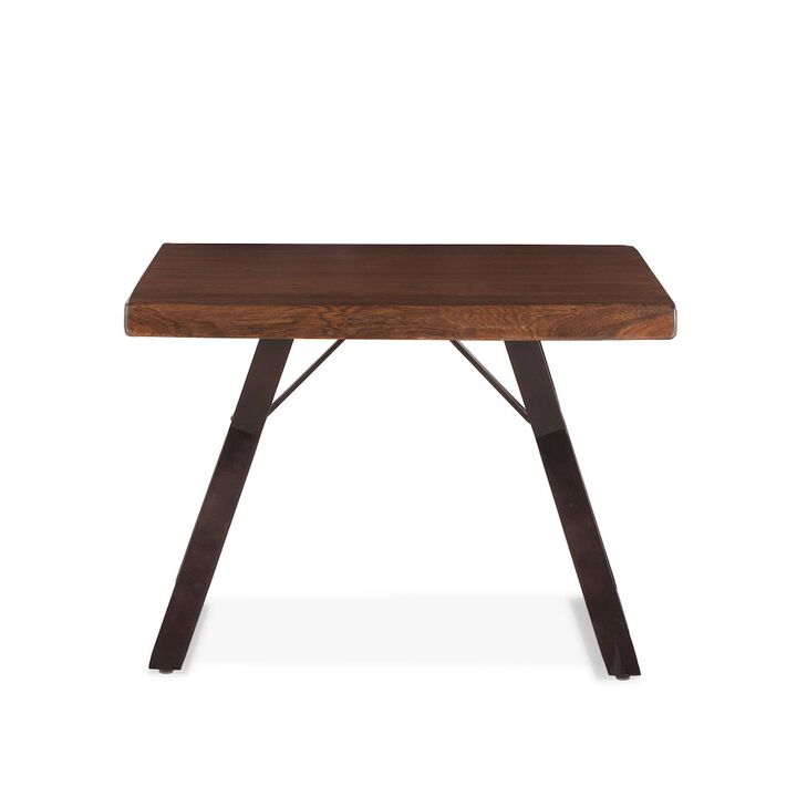 World Interiors Nottingham 23-Inch Acacia Wood Live Edge Side Table in Walnut Finish