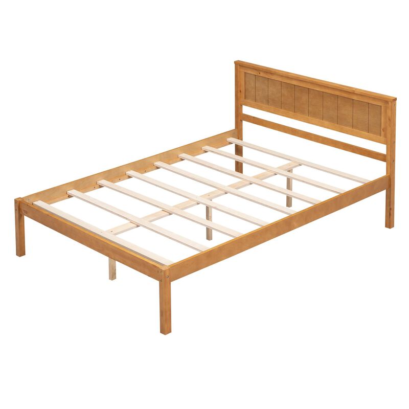 Platform Bed Frame with Headboard, Slatted Support System, No Box Spring Needed