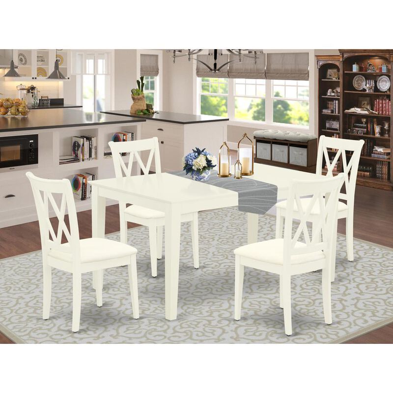 East West Furniture Dining Room Set Linen White