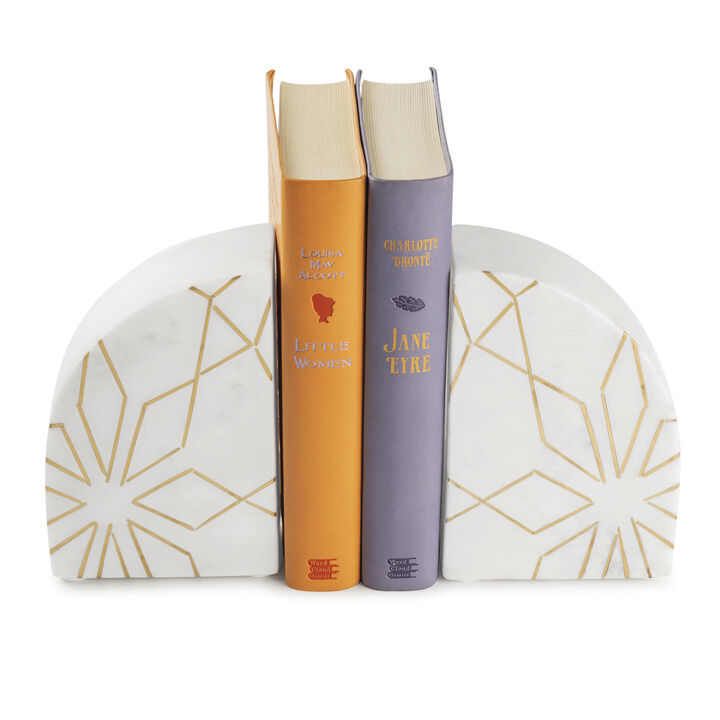Enchant White Marble Bookends, Set of 2