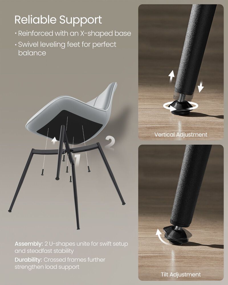 Set of 2 Upholstered Leather Dining Chairs