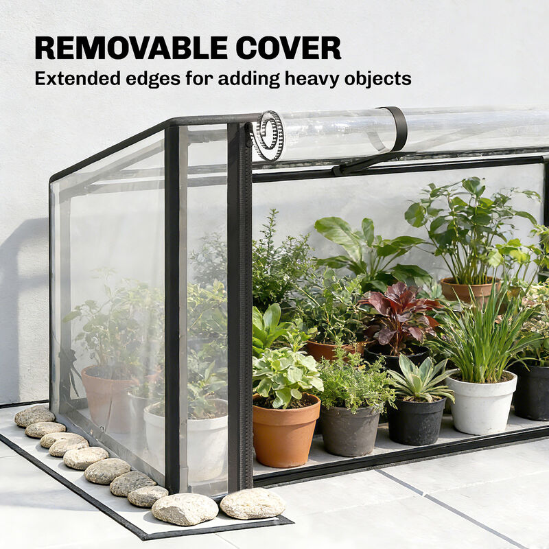 Hivvago Raised Garden Bed with Hinged Greenhouse and Metal Frame image number 4