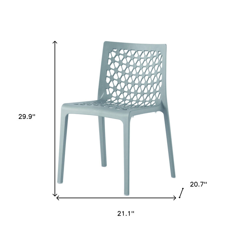 HomeRoots Set of Two Baby Blue Heavy Duty Plastic Outdoor Stacking Dining Chairs image number 4