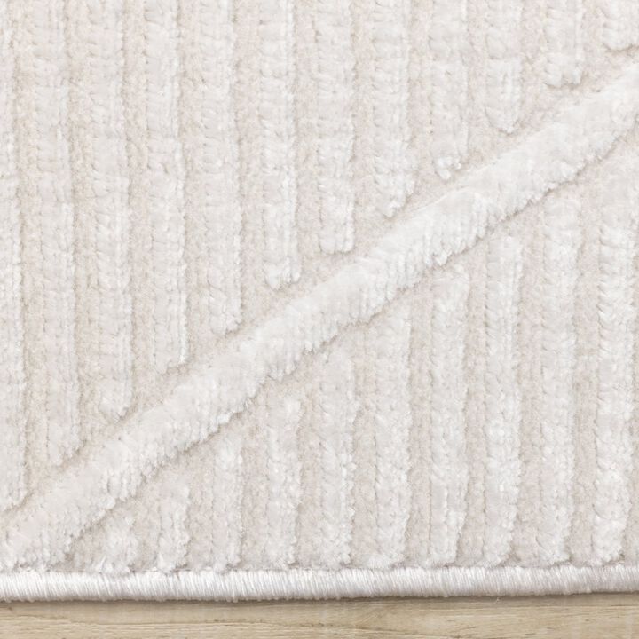 Novelle Home Logan Striped Trellis Soft Cream Area Rug, 5'3 X 7'7