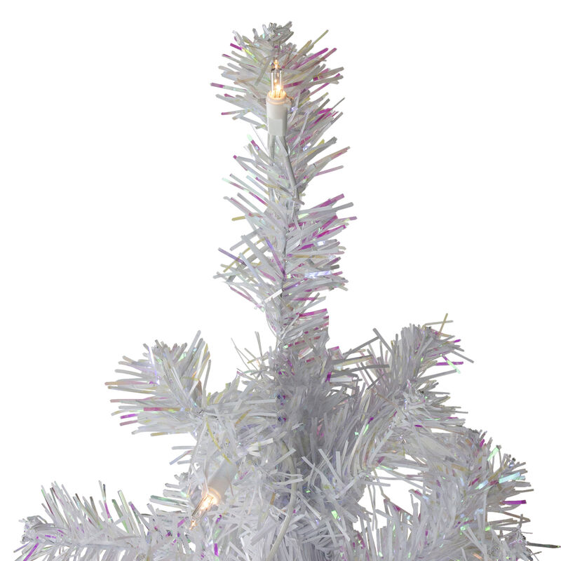 4' Pre-lit White Iridescent Pine Artificial Christmas Tree - Clear Lights