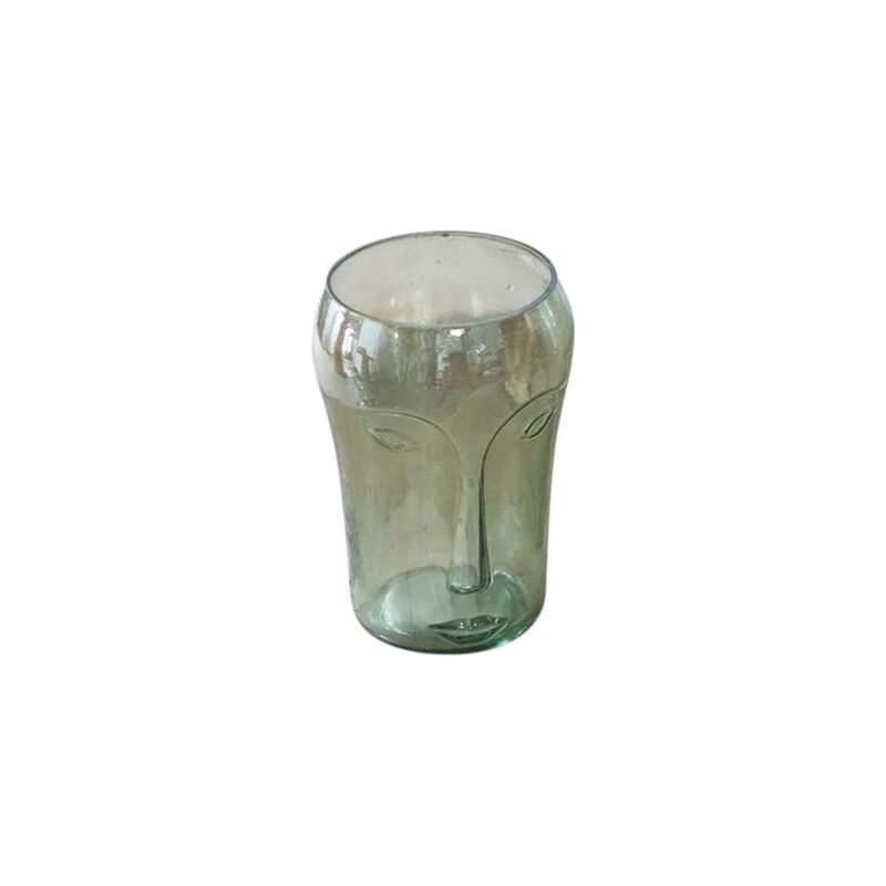 HomeRoots Set of Two Light Green Glass Modern Abstract Faces Table Vases image number 2