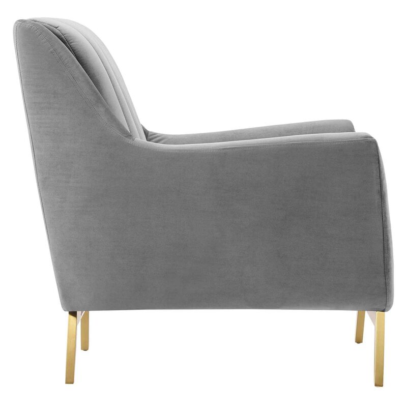 Modway Winsome Channel Tufted Performance Velvet, Armchair, Gray