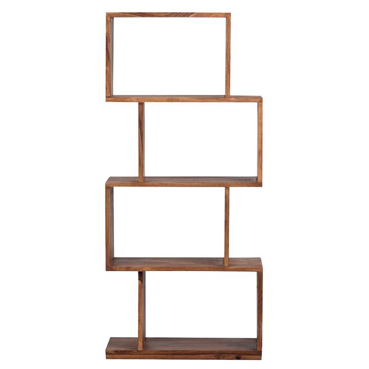 Porter Designs Urban Solid Sheesham Wood 4 Shelf Bookcase, Natural