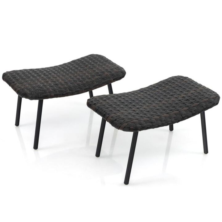 Hivvago All Weather Outdoor Ottomans Set Patio Footrest Seats Set with Sturdy Metal Legs