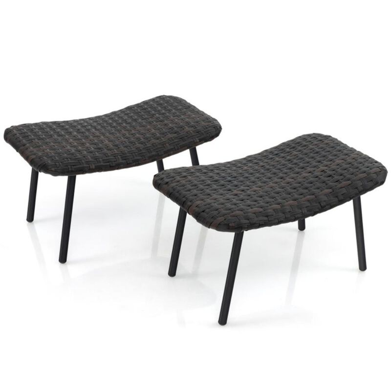Hivvago All Weather Outdoor Ottomans Set Patio Footrest Seats Set with Sturdy Metal Legs