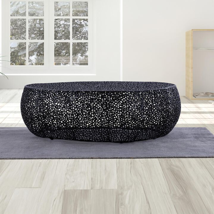 Iveressae Silver Oval Open-Mesh Coffee Table