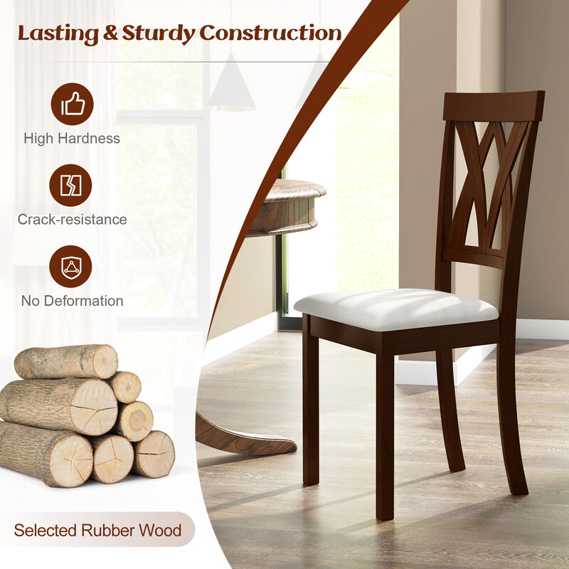 Set of 2 Faux Leather Dining Chairs with Wooden Legs for Home or Kitchen Seating