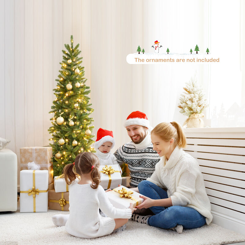 Pencil Christmas Tree with 180 Warm White and Multi-color LED Lights image number 1