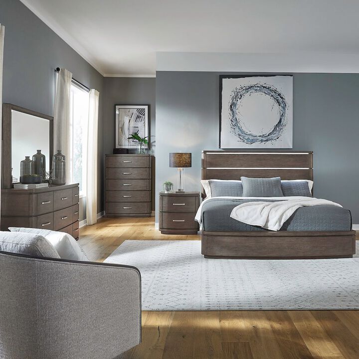 Liberty Furniture California King Panel Bed LED Touch Light, Dresser & Mirror, Chest, Night Stand