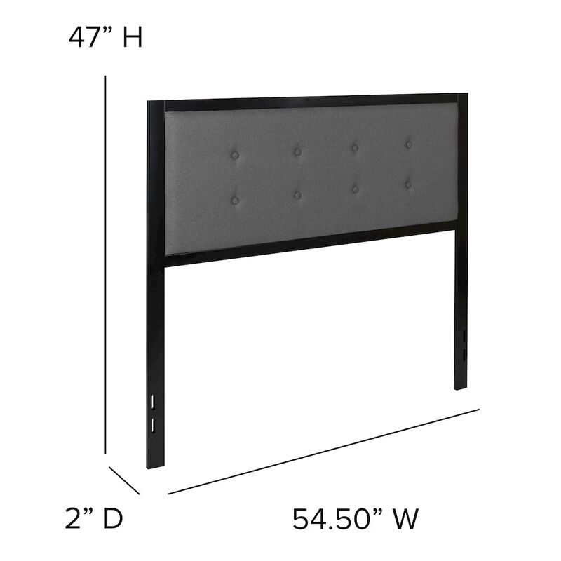Flash Furniture Metal Tufted Upholstered Full Size Headboard in Dark Gray Fabric image number 2