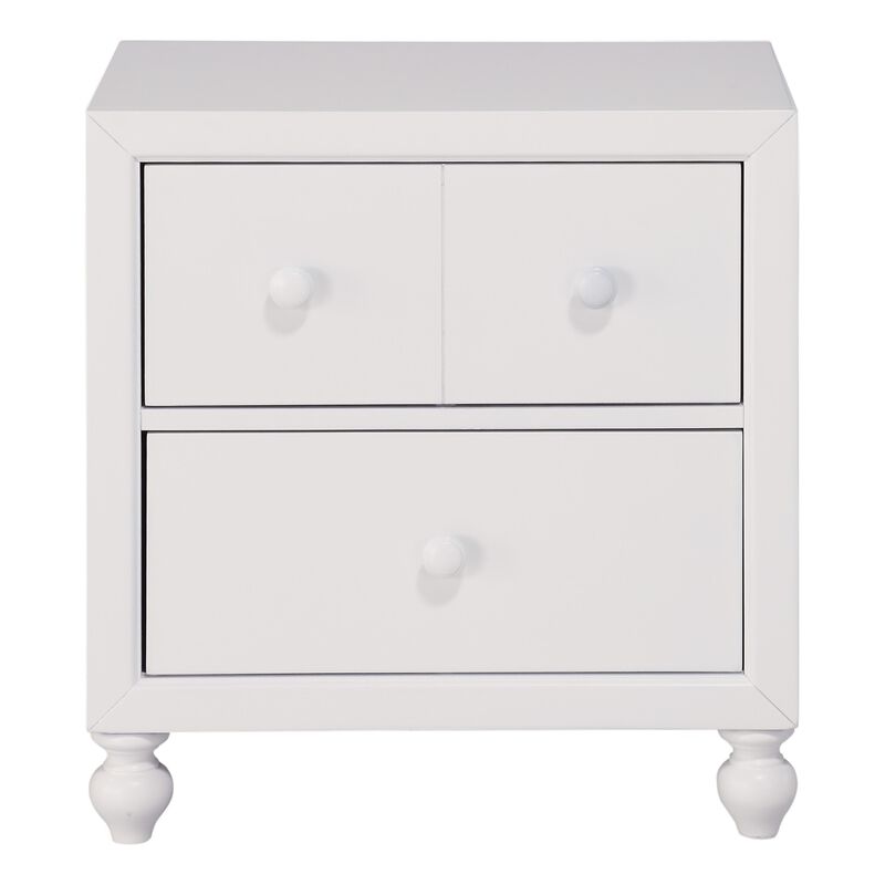 Transitional Look White Finish 1pc Nightstand of Drawers Wood knobs Turned Feet Modern Bedroom Furniture