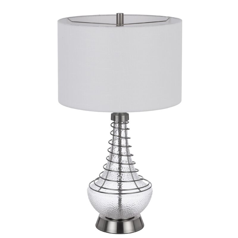 Table Lamp, Tapered Corkscrew Glass Body with Wire Accent, Brushed Steel image number 4