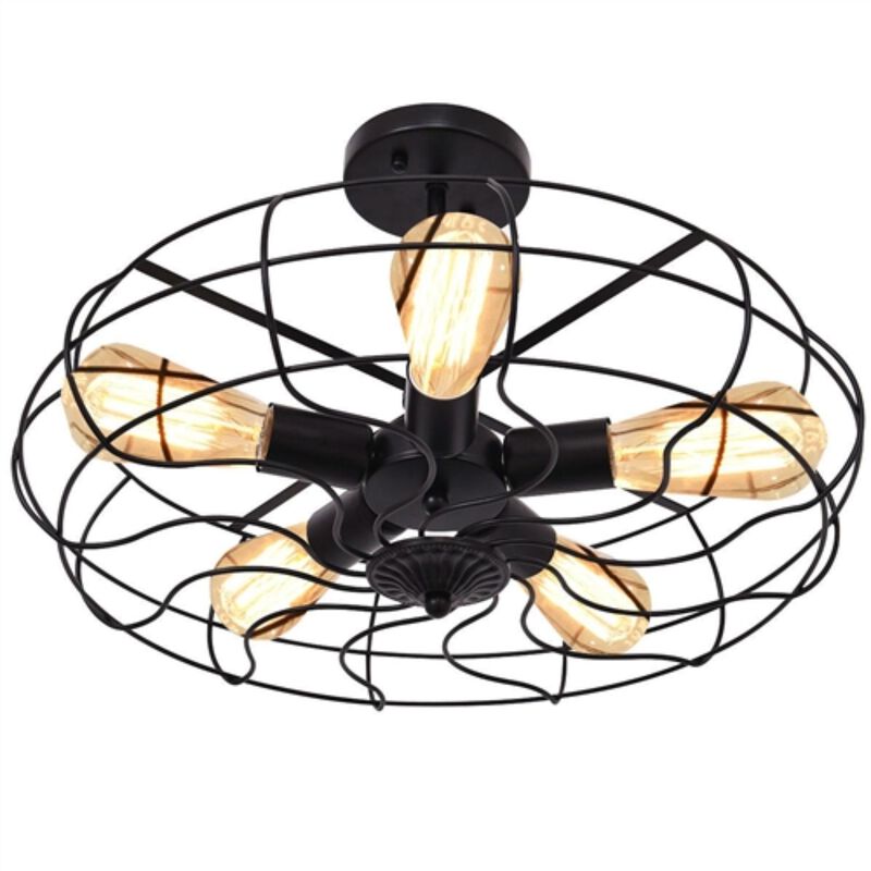 Hivvago 5 Light Modern Black Iron Sphere Modern Chandelier