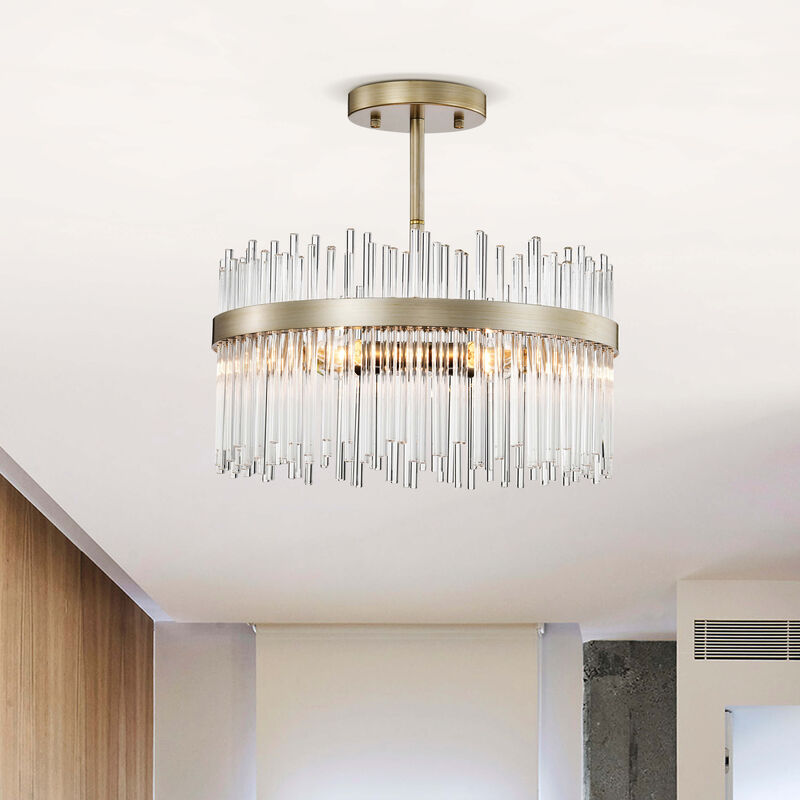 Alda 4-light Brushed Silver-ish Champagne Clear Glass Bars Flush Mount image number 1