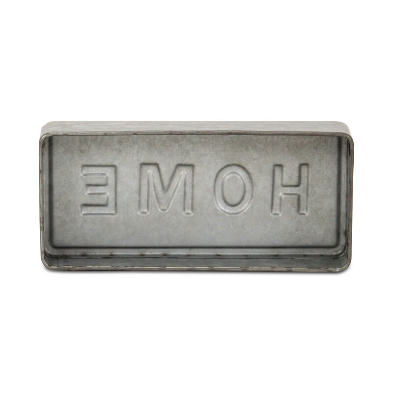HomeRoots 4" Gray And White Metal Home Hand Painted Tabletop Sign image number 3