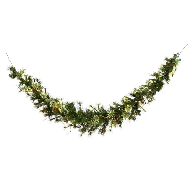 Vickerman 6' Mixed Country Pine Artificial Christmas Garland, Warm White Dura-lit LED Lights - Faux Mixed Needle Christmas Garland - Indoor Seasonal Home Decor image number 0