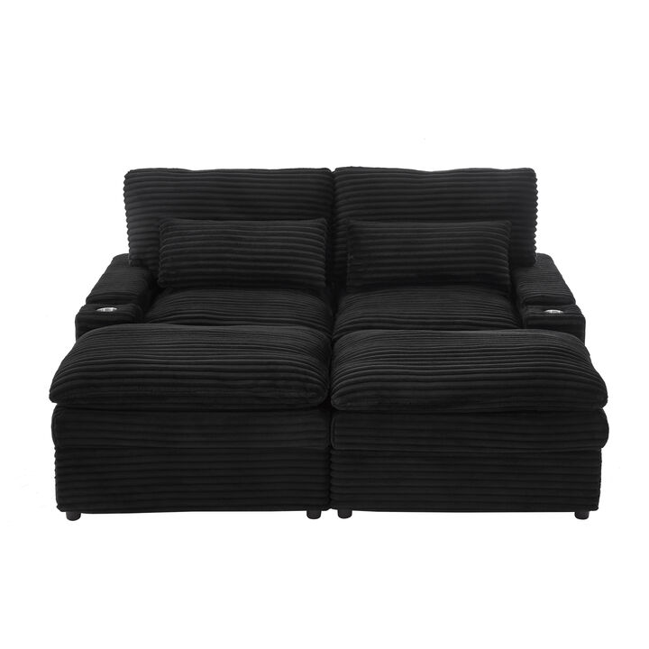 Merax Loveseat Sofa Free-combined Sectional Convertible Sofa Bed with Storage Space