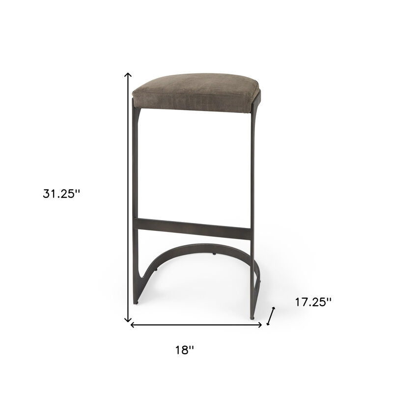 HomeRoots 29" Black Leather and Metal Backless Bar Chair image number 6