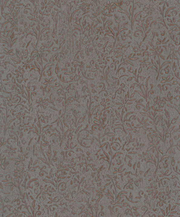 Sculpted Floral Copper Relief Wallpaper