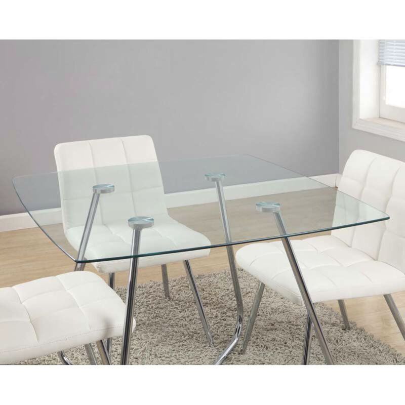 Hivvago Modern Square Dining Table 40 x 40-inch with Tempered Glass Top