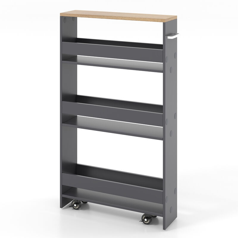 Multi-Purpose Narrow Rolling Cart with Open Shelves for Kitchen & Living Areas