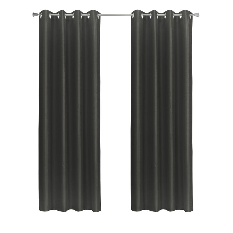 Thermaplus 100% Polyester Glacier Balance Temperature Solid Faux Silk Blackout Grommet Curtain Panel Black