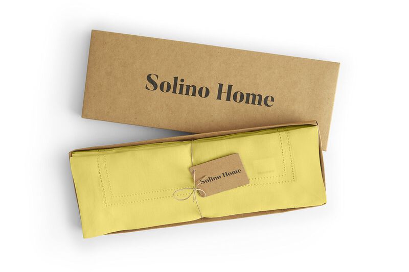Solino Home 100% Pure Linen Placemats 14 x 19 Inch Set of 4 - Linen Double Hemstitch