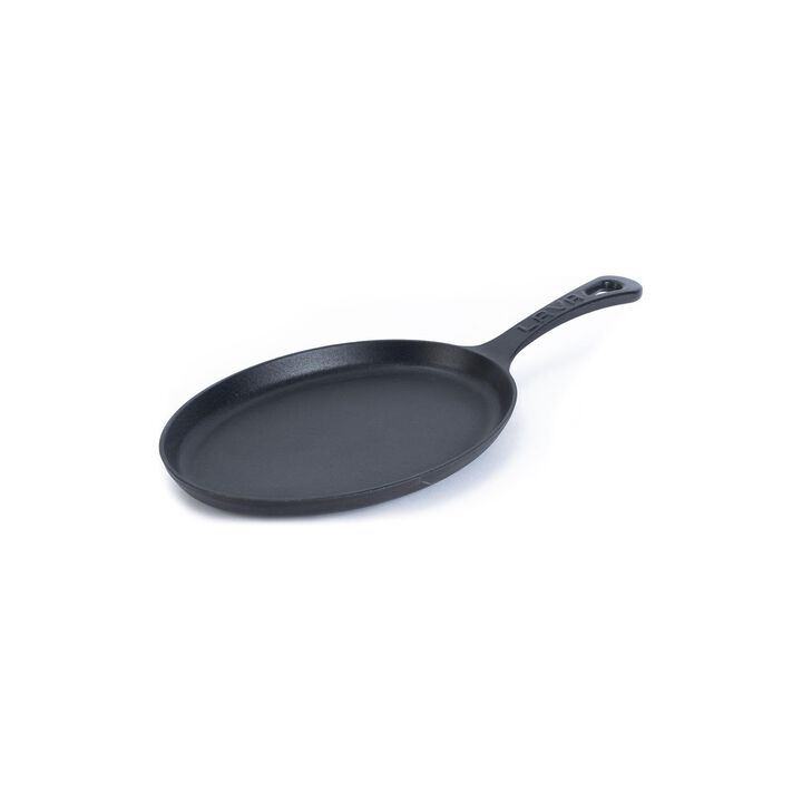 Cast Iron 9.25" x 7" x h:1" Oval Black Cast Iron Pan