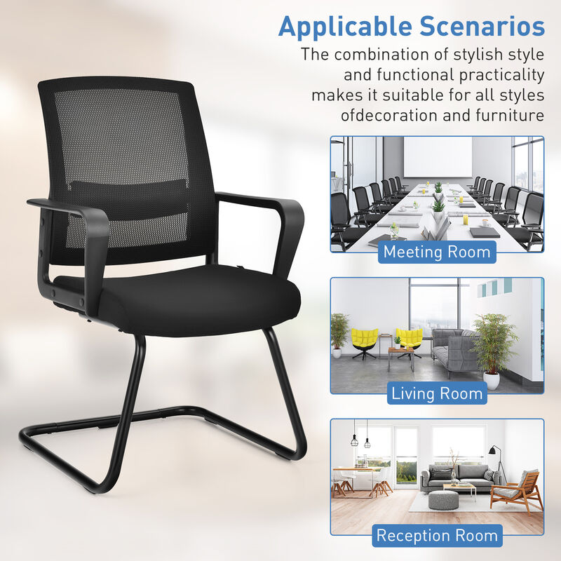 Costway Set of 4 Conference Chairs Mesh Reception Office Guest Chairs w/ Lumbar Support