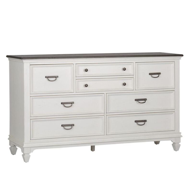 Liberty Furniture Allyson Park 8 Drawer Dresser in Wirebrushed White w/ Charcoal Top image number 0