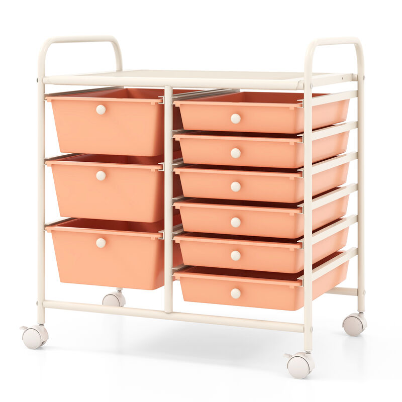 9-Drawer Rolling Organizer Cart &ndash; Multi-Color Storage with Metal Frame