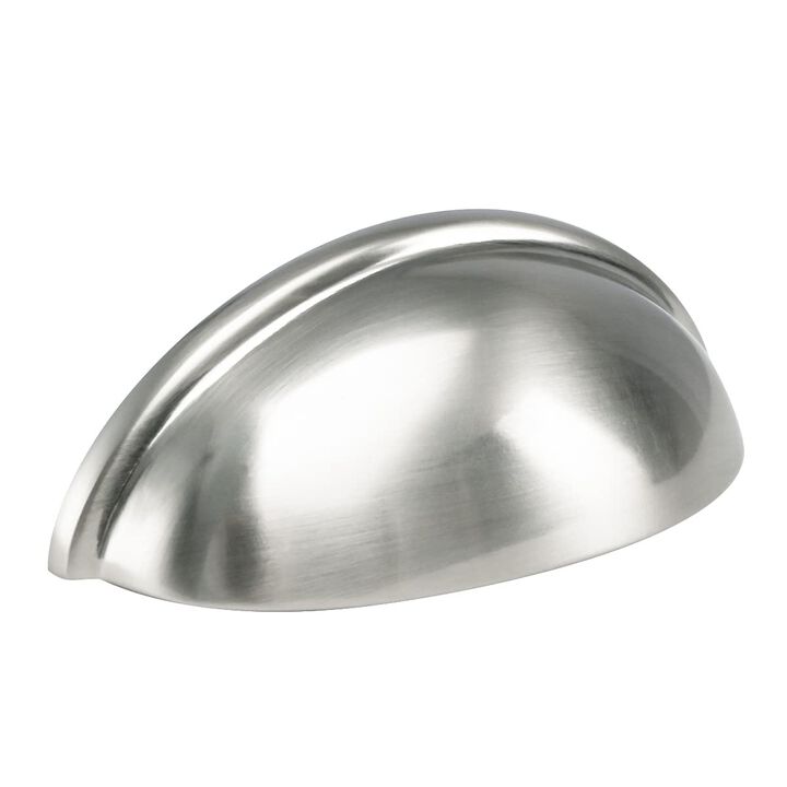 HOMOTEK 6 Pack Drawer Bin Cup Pulls Dresser Pulls for Cabinets Shiny Bright Brushed Satin Nickel - 3 Inch Hole Centers Furniture