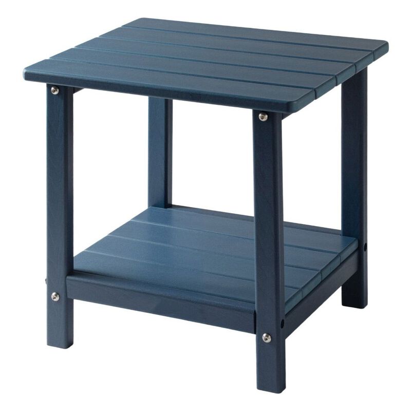 Outdoor Side Table, Double Layer HDPE End Table, Weather Resistant - Blue image number 7