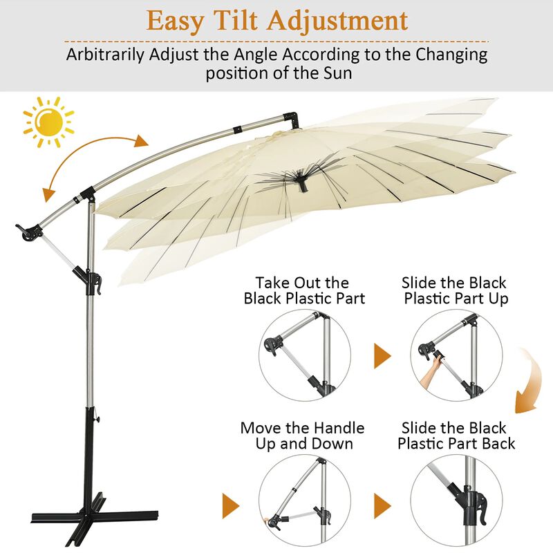 Mondawe 10 Feet Patio Offset Umbrella Market Hanging Umbrella for Backyard Poolside Lawn Garden
